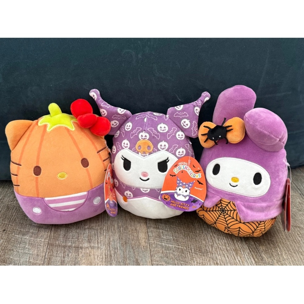 NEW Set of 3 Hello Kitty & Friends Squishmallows HK Kuromi My Melody Halloween